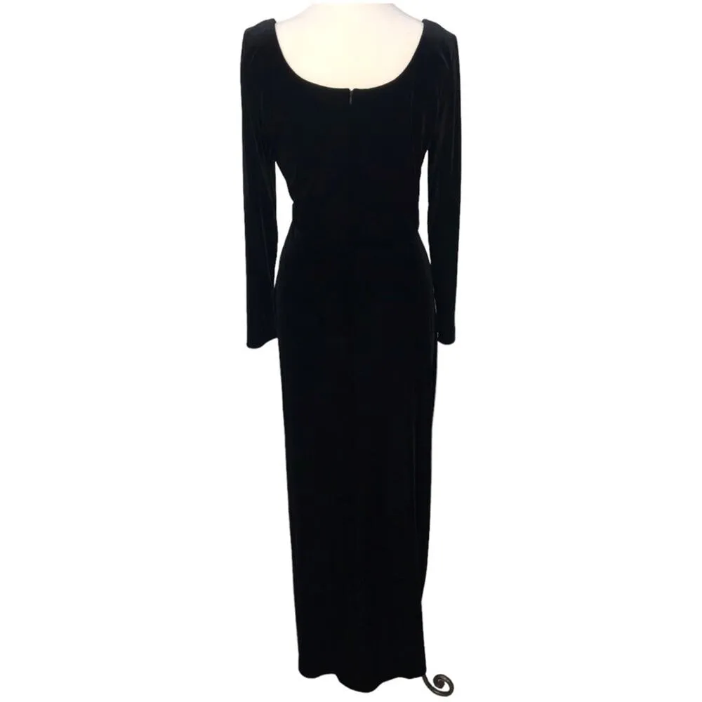 Jeffrey & Dara by Tom Barra Black Velvet Embellished Gown 14 EUC - Image 8