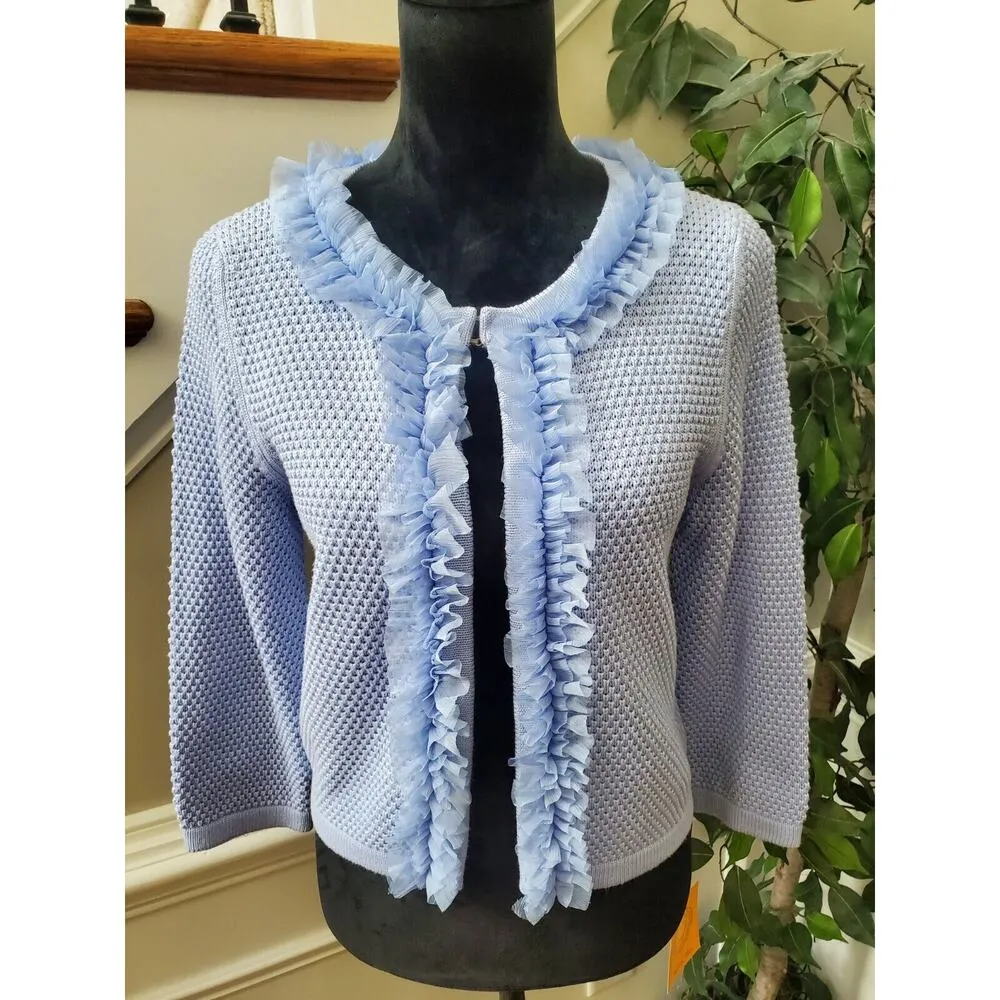 Ruby Rd. Women's Blue Cotton Long Sleeve Casual Cardigan Knit Sweater Size PL - Image 2
