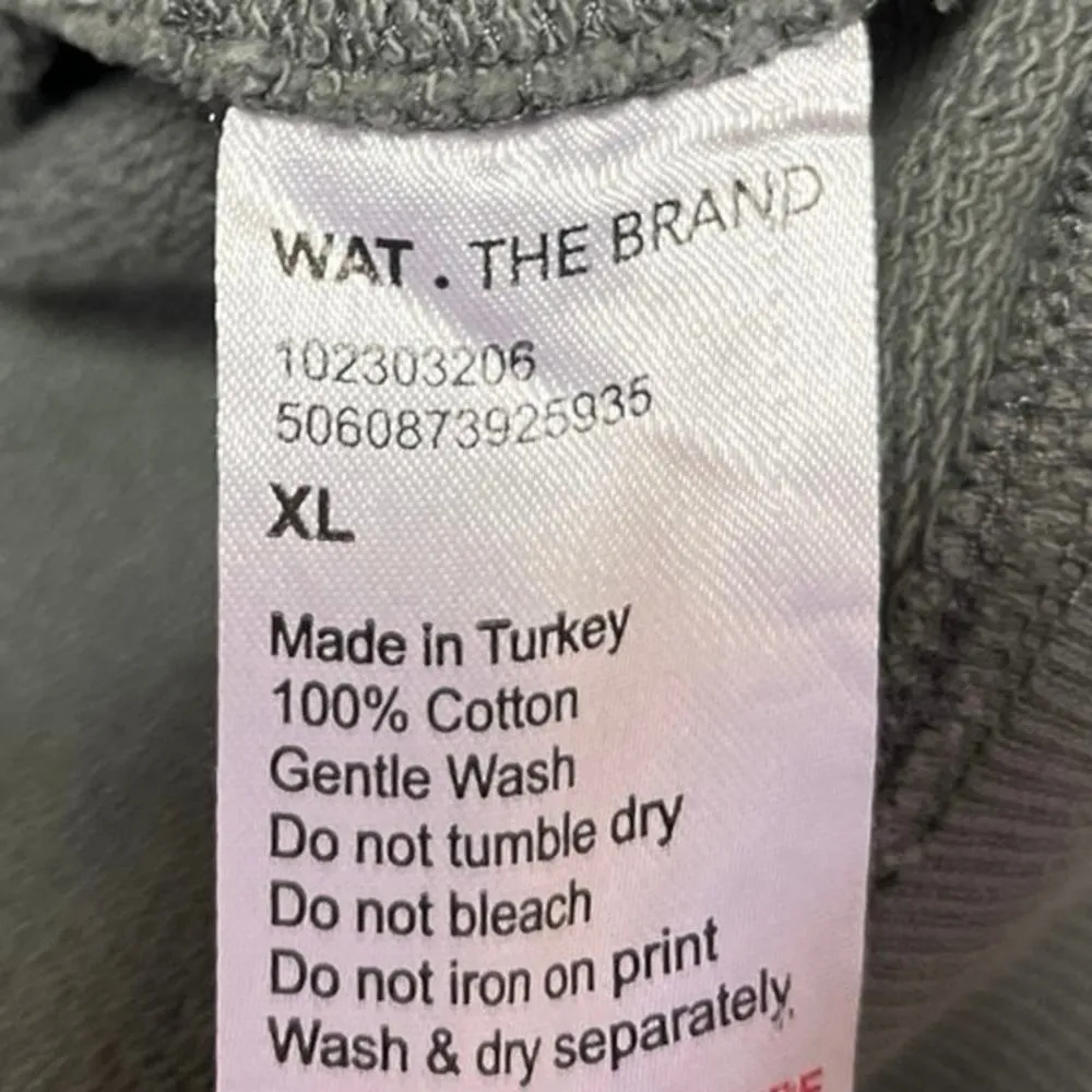 Wat The Brand Gray Cotton Long Sleeve Hooded Hoodie Sweatshirt Sweater Top Sz XL - Image 4