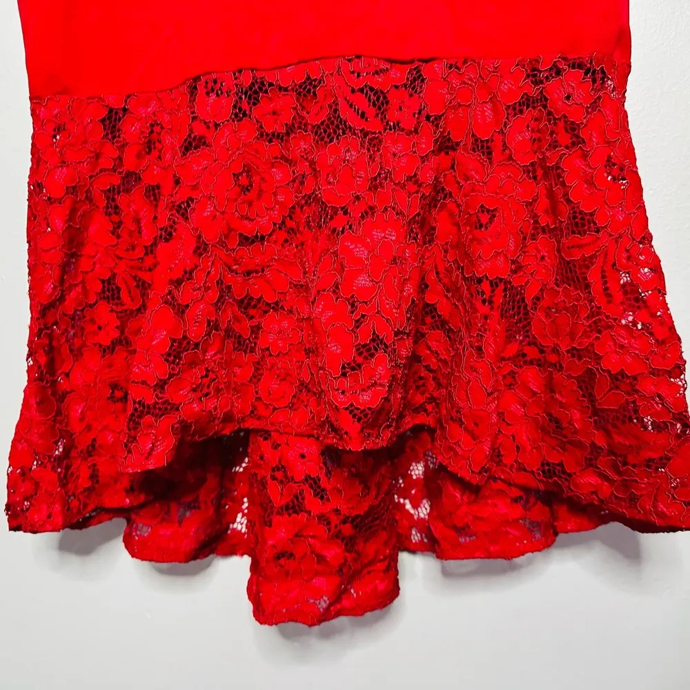 AIDAN MATTOX  Ferrari Red Lace Hemline Mermaid Cocktail Gown Dress Size US 8 - Image 6