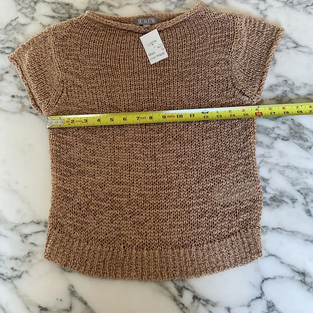 NWT J Crew Top Women’s M Tan Textured Sweater Tee Loose Knit Boho - pull flaws - Image 7