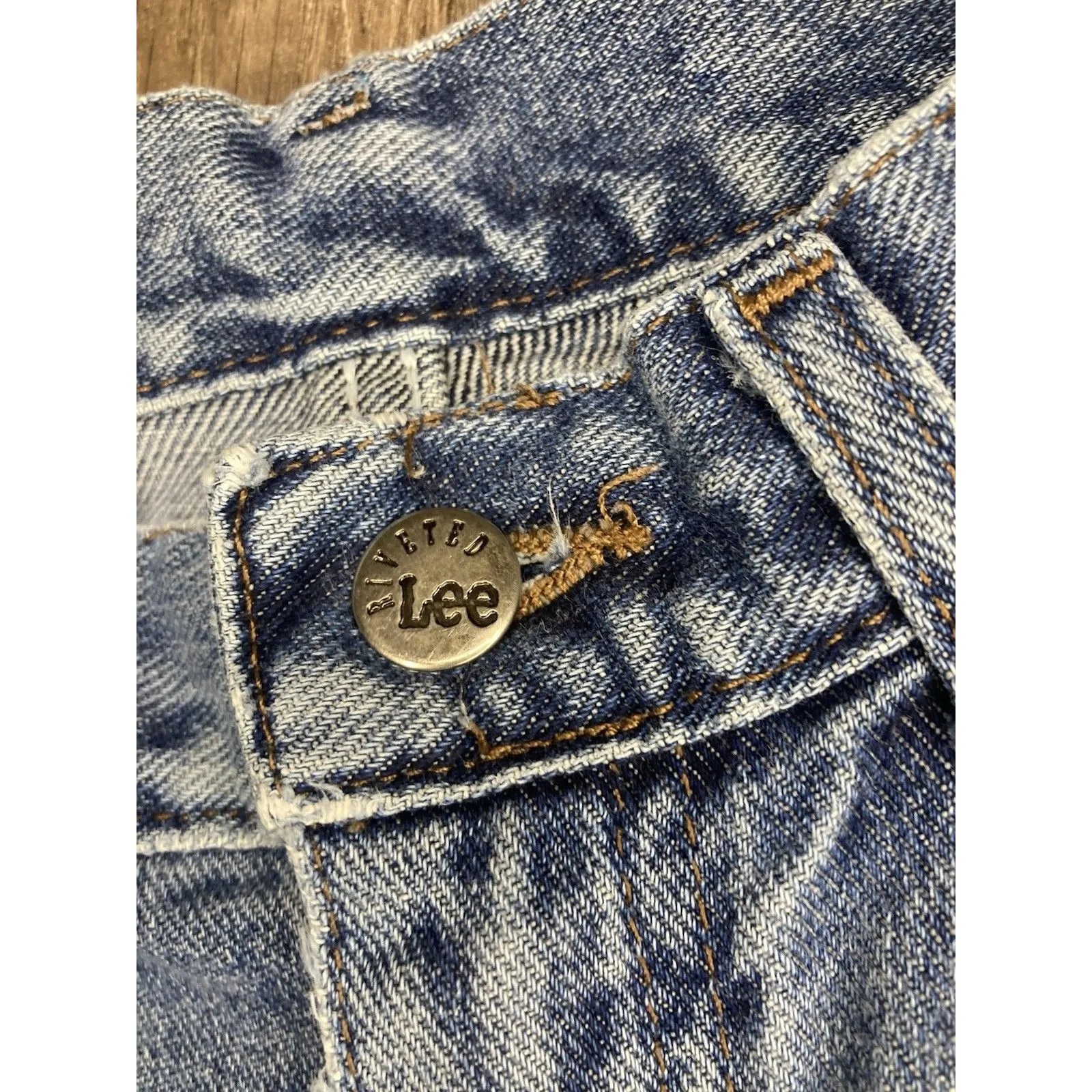 Y2K Vtg Lee Jeans Womens 12 Med Riveted High Rise Mom Tapered Blue Denim 30x30.5 - Image 7