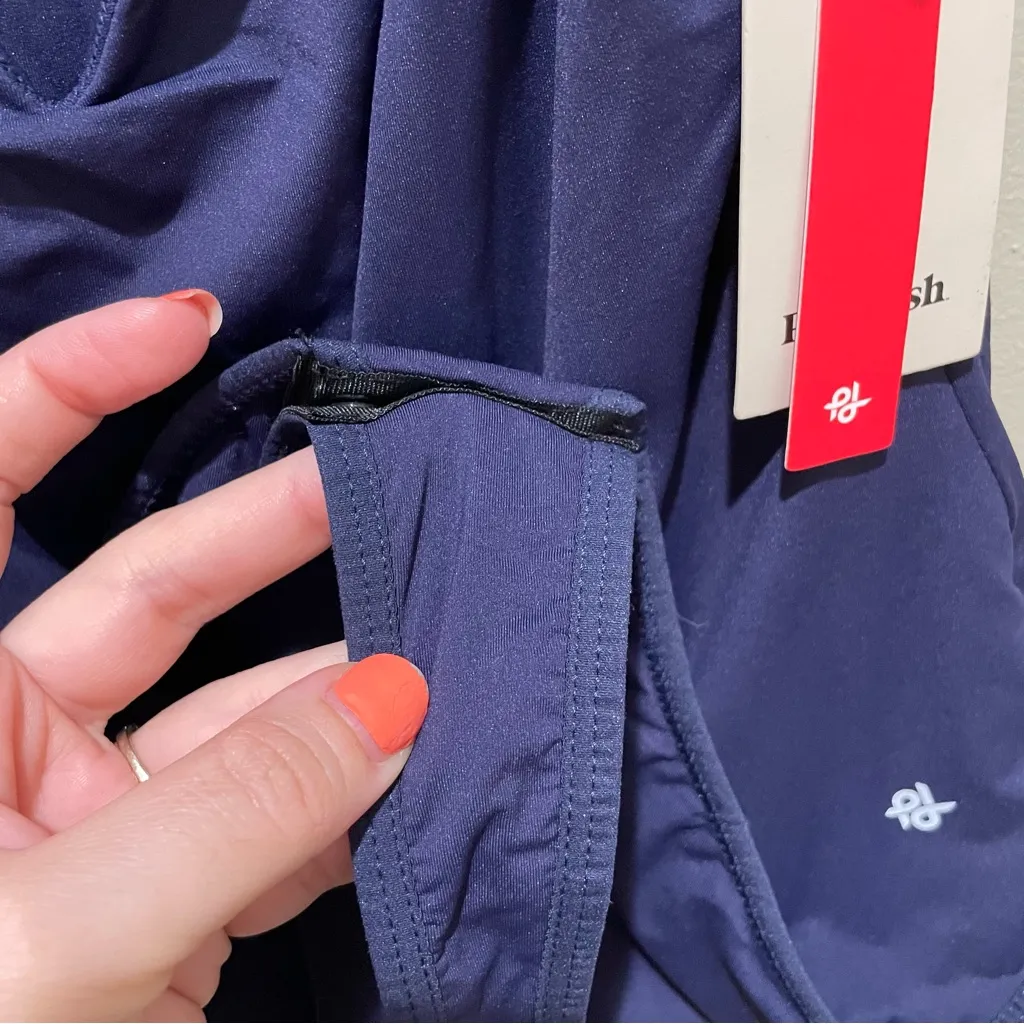 Popilush Deep V Neck Sleeveless Thong Bodysuit Navy Blue Women’s Size XL - Image 12