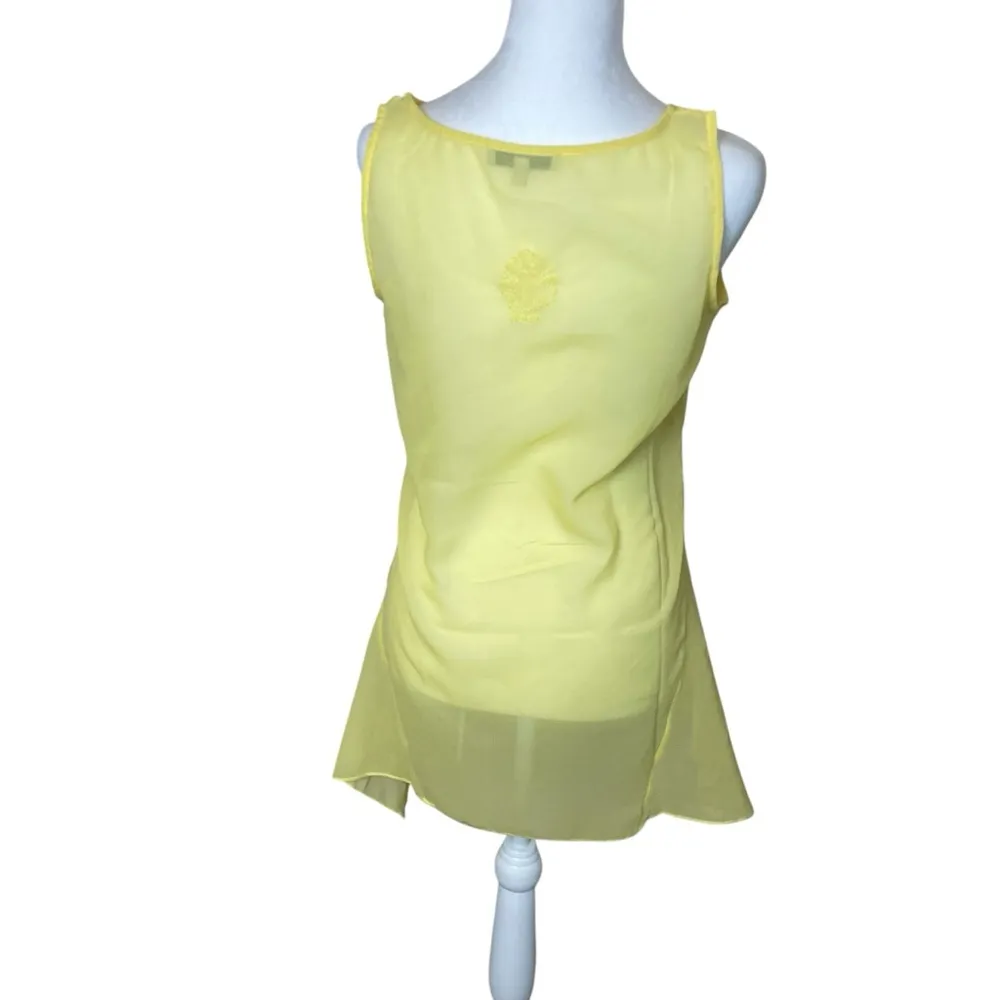 Young Threads Butter Yellow Embroidered Chiffon Sleeveless Blouse Fairy Medium - Image 4