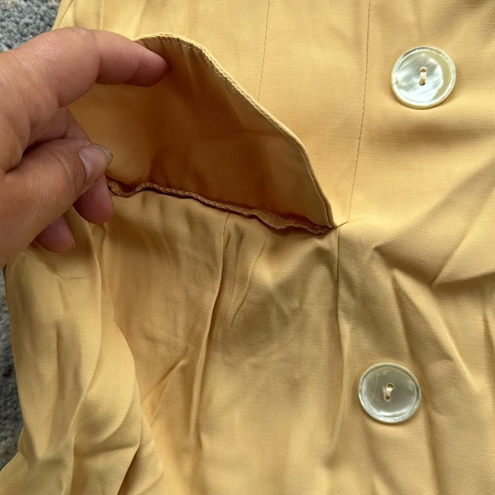 Vintage Calendar Two Piece Blazer Skirt Suit Set Yellow 16 - Image 3