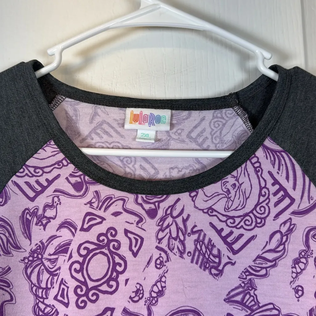 Lularoe Disney Randy Ariel Little Mermaid Baseball Tee Shirt Size 2XL EUC #5685 - Image 3