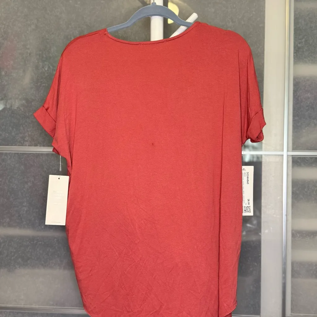 Double Zero Terracotta V-Neck Blouse - Image 2