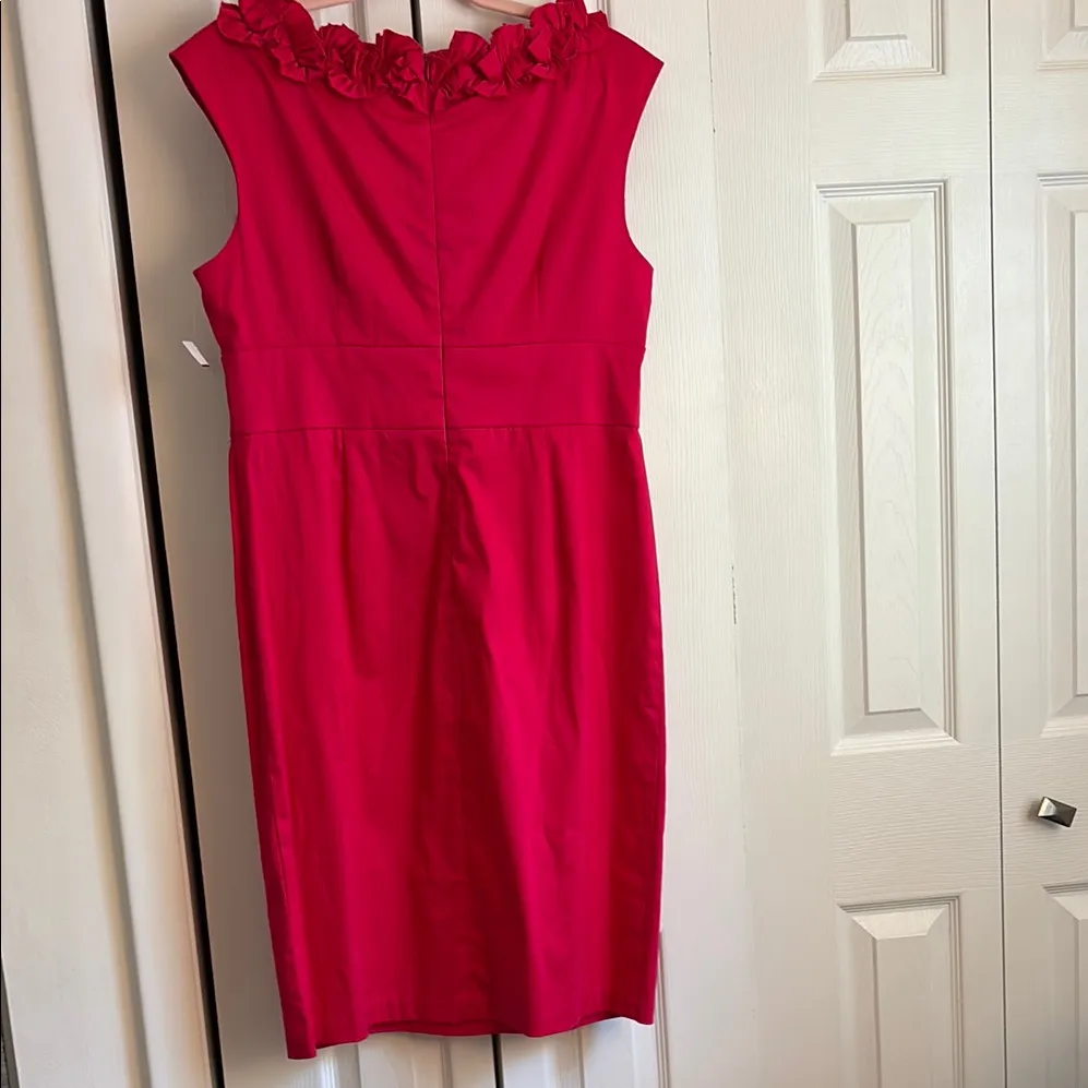 NWT! 💯 London Style Fuchsia Hot Pink Ruched Scoop Neck Midi Dress Size 14 - Image 5