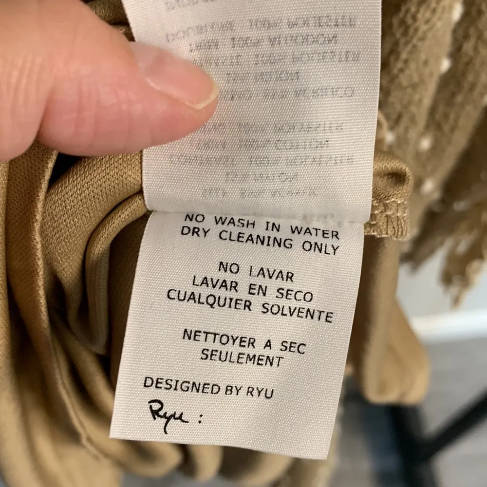 Ryu Tan & Cream Lace Accents Sheer Top Dress Size L - Image 6