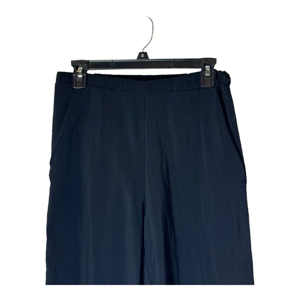 Maje Pants Women Small Black Lightweight Elastic Waist Wide Leg Cropped Trouser‎ - Image 3