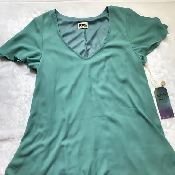 Show‎ Me Your Mumu Women's Teal Chiffon Kylie Mini Dress Size Medium NEW - Image 8