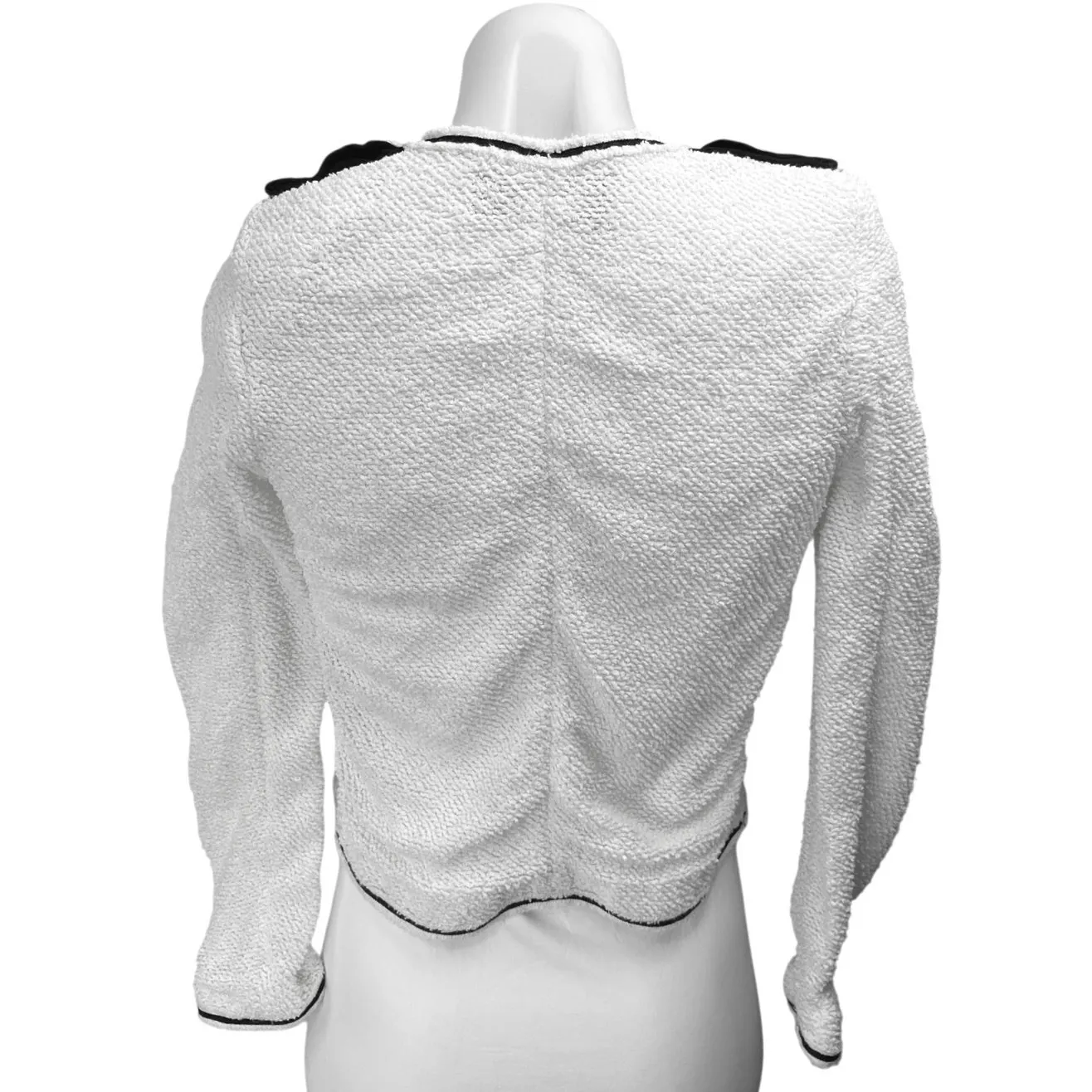 The Kooples Women's White Boucle Knit Open Front Crop Blazer Coat Jacket Size XS - Image 6