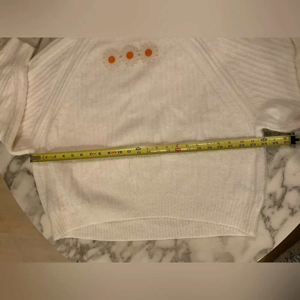 NWT Madewell Ribbed Cotton-Blend Sweater M box cut slice flower embroidery incl - Image 5