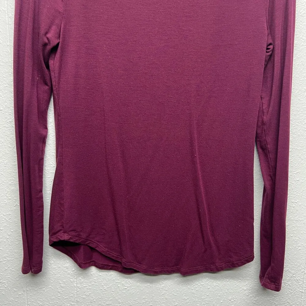 Athleta Nighttime Bliss Sleep Burgundy Women's Henley Top Size XS Lounge Cozy - Image 8