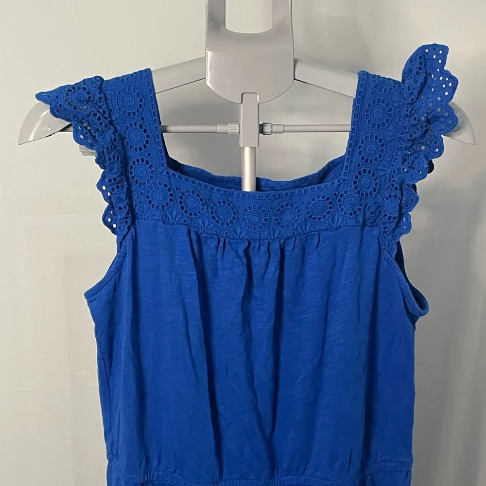 Talbots‎ eyelet slub knit fit and flare blue dress size large - Image 2