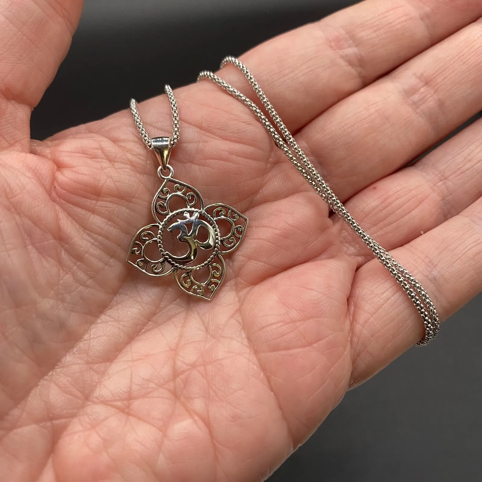 Om Religious Symbols Sterling Silver Pendant Necklace on - Image 5