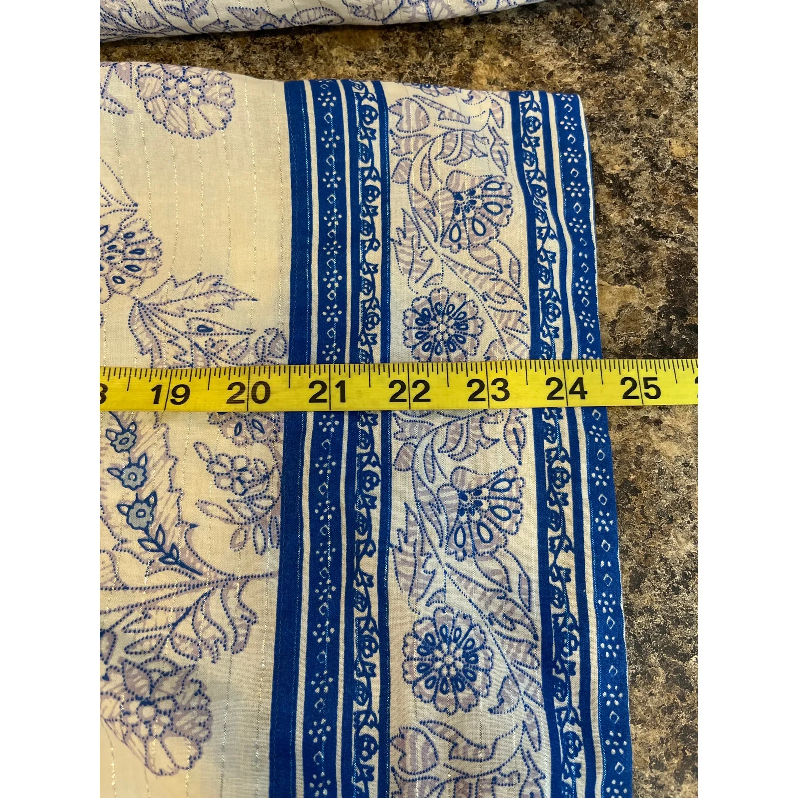 Point Sur Medium Blue White Floral Print Split‎ Neck Tunic Shirt Boho Flowy - Image 7