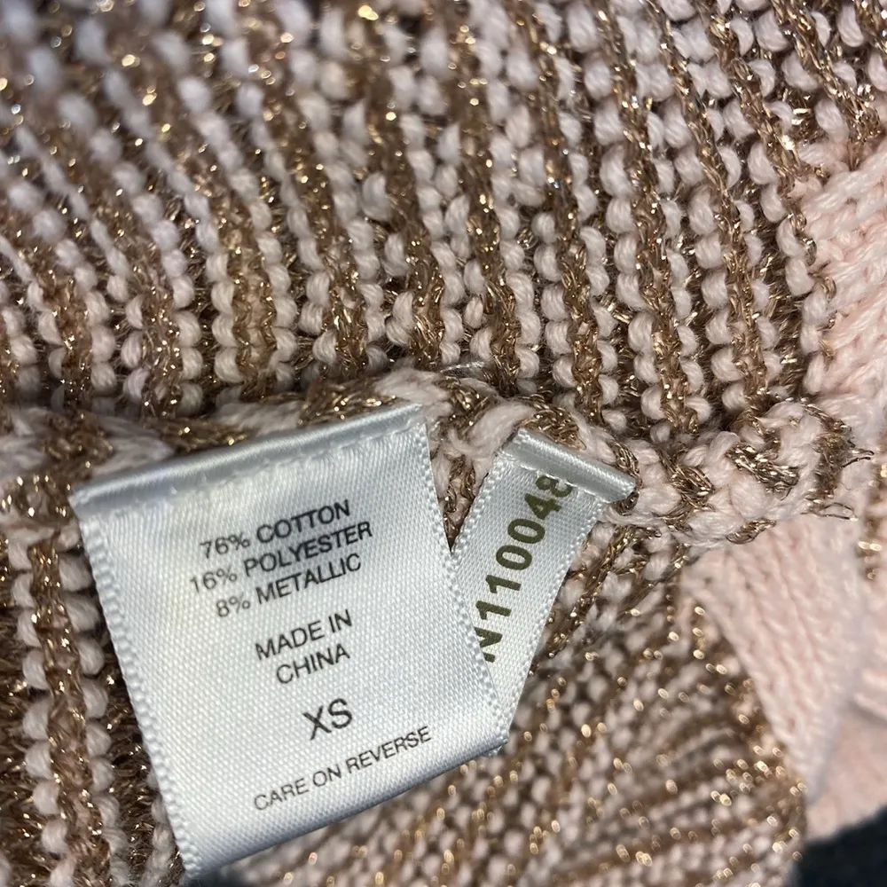 New York & Co Cowl Neck Metallic Gold Pink Sweater - Image 8