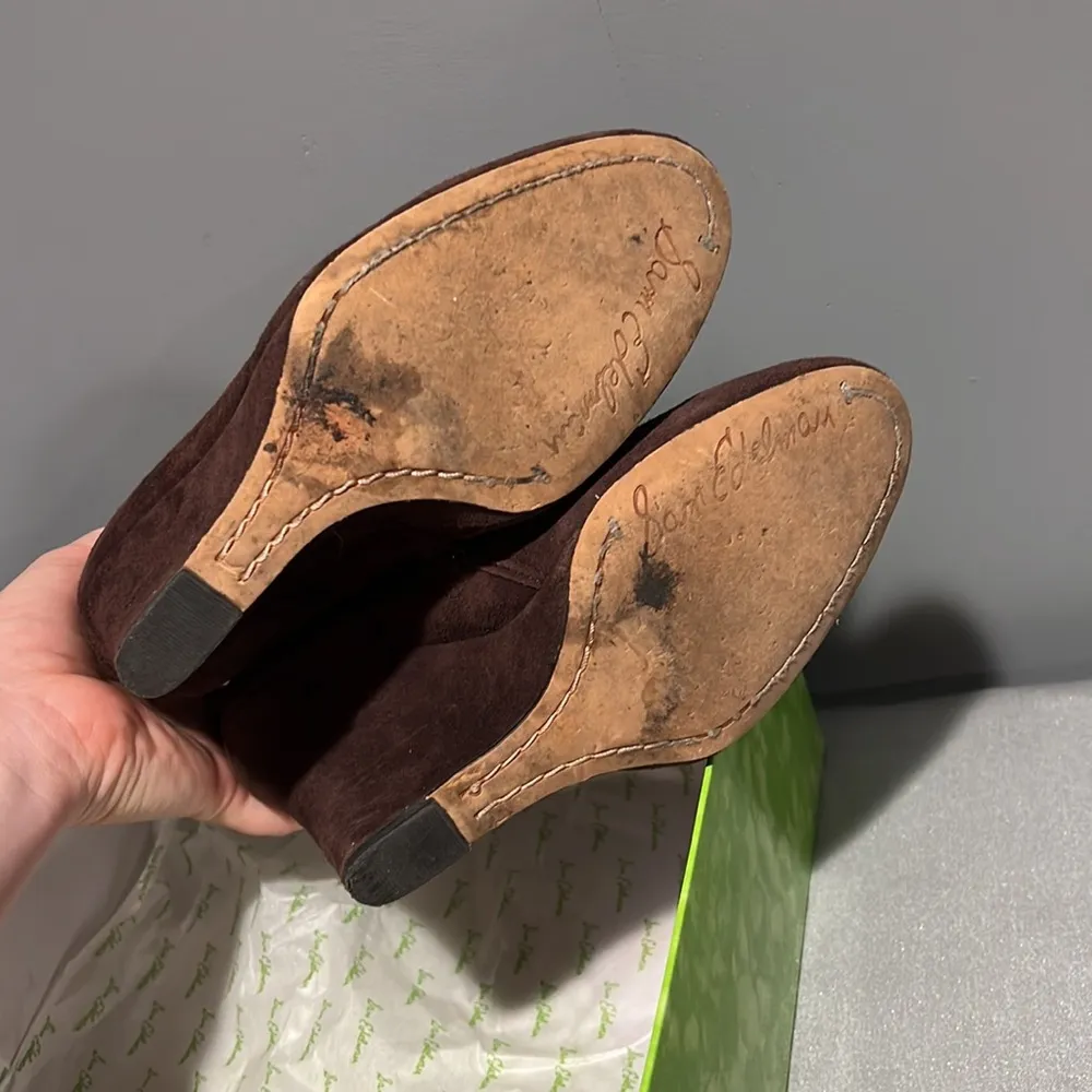 Sam Edelman Wilma Dark‎ Brown Suede Leather Wedge Bootie. Size 6.5 - Image 8