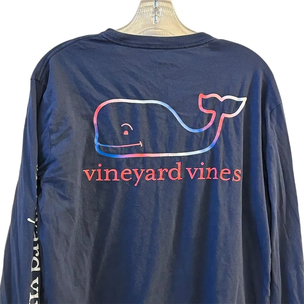Vineyard Vines Women's Long Sleeve Blue T-Shirt Size M Casual Crew Neck - Image 8