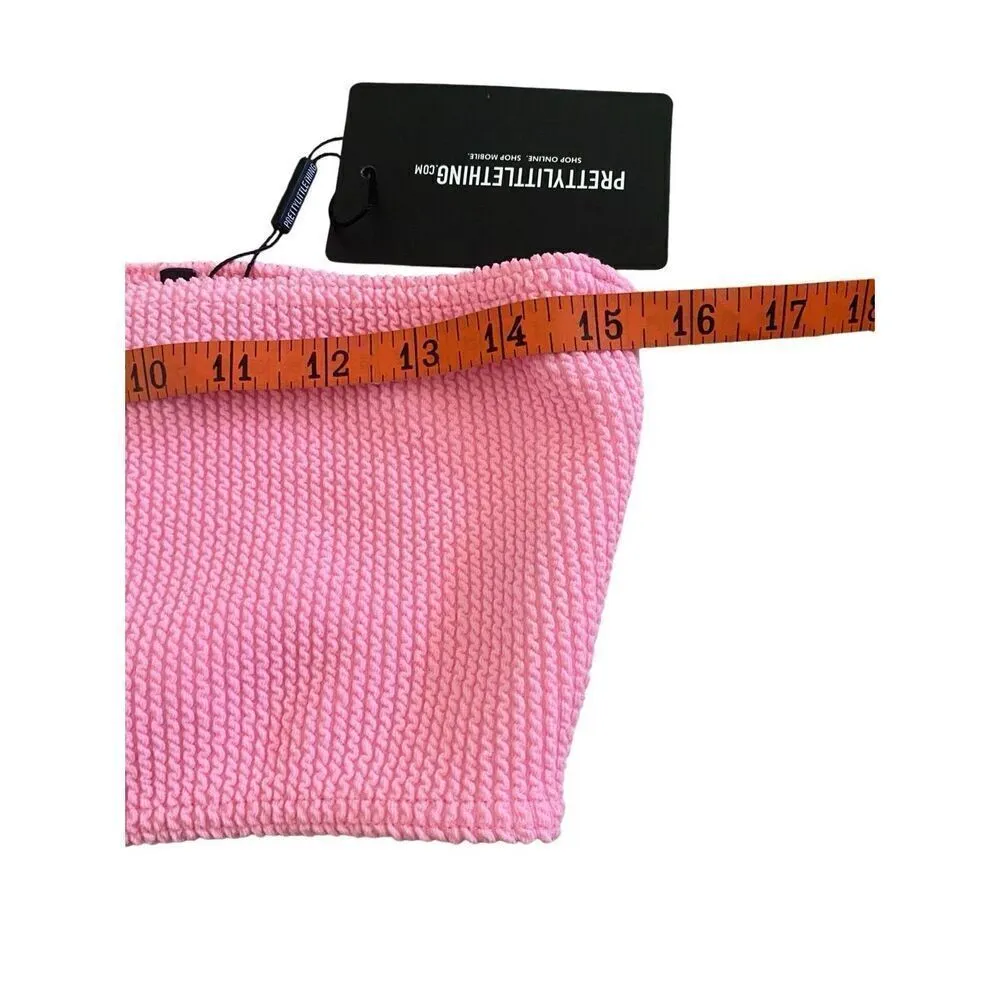 Nwt Pretty Little Thing One Sleeve Crop Bikini Top Sexy Cold Shoulder Blouse - Image 9