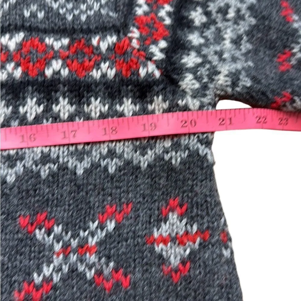 80s 90s Vintage Marsh Landing Cowichan Native Print Knit Cardigan Grey Red Large Gray - Image 5