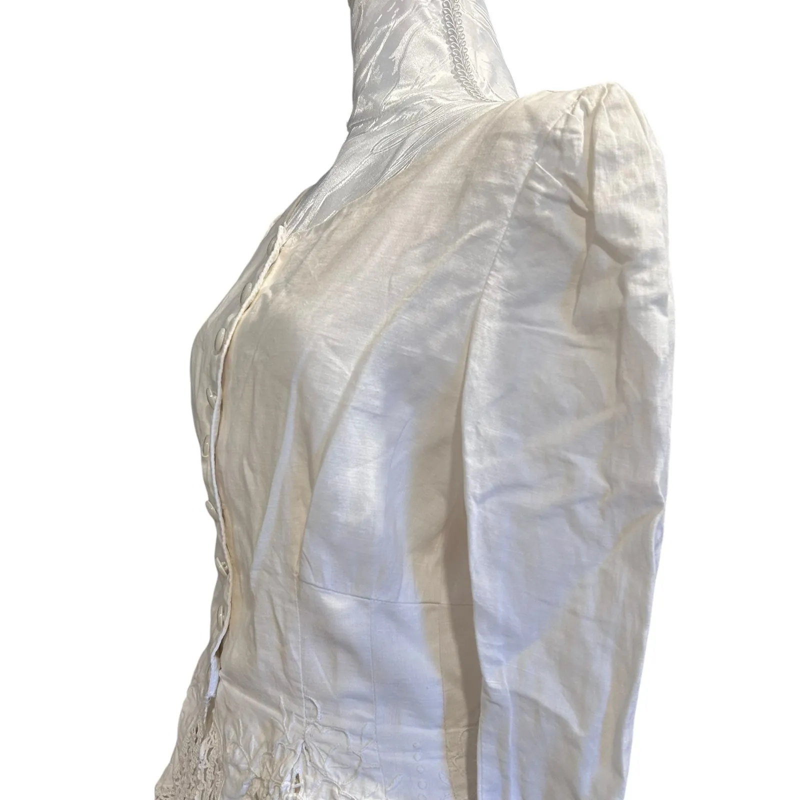 Vintage White Linen Skirt Set Women Sz Small Marie St Claire Lace Soft Girl Chic - Image 13