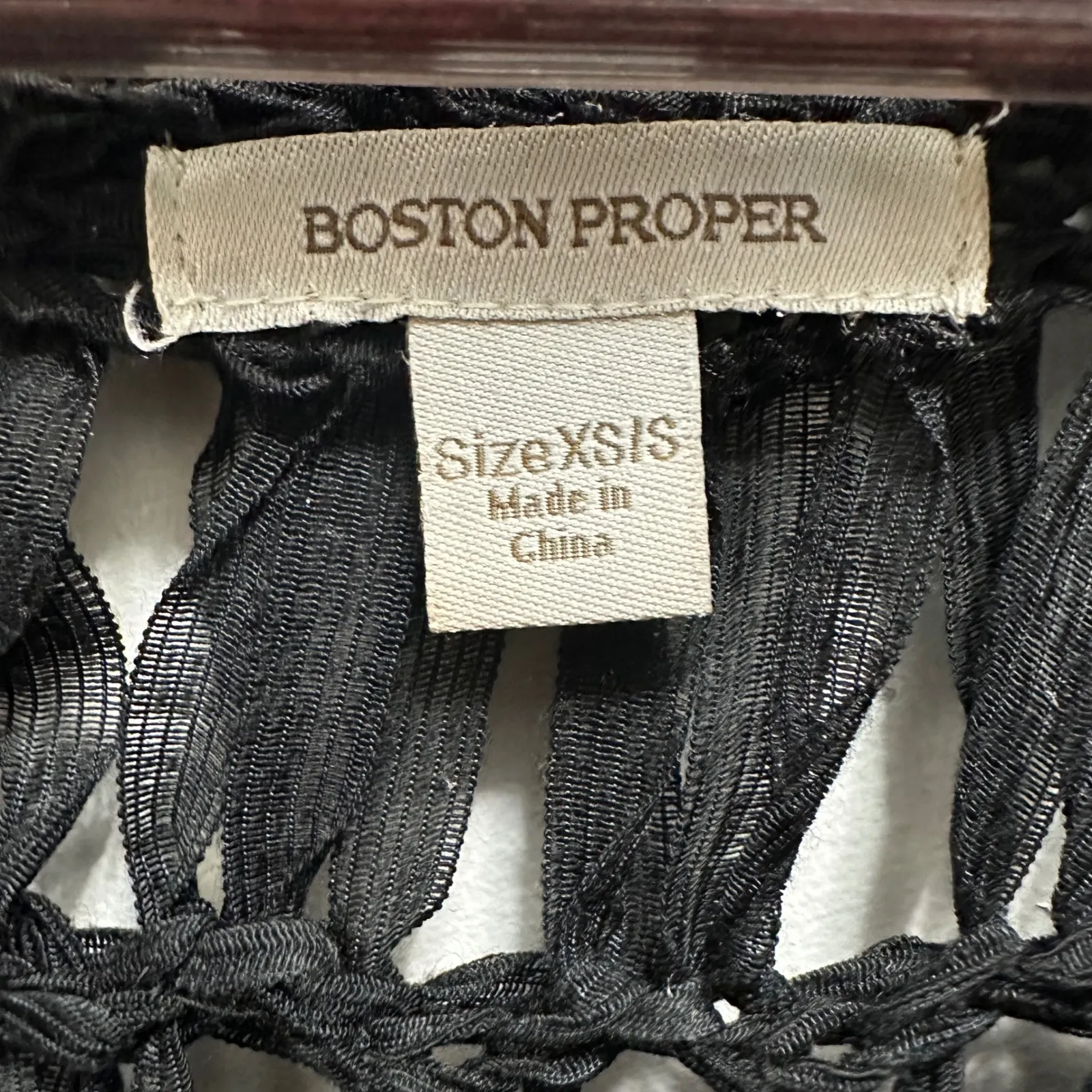 Boston‎ Proper Fringe Top Cover Up Tie Strap Sleeveless Black XS/S - Image 2