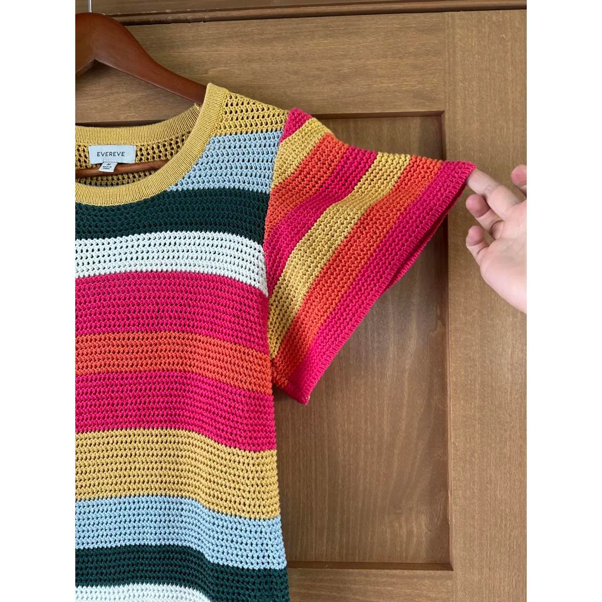 Evereve Haven Crochet Knit Flutter Short Sleeve Sweater Women’s size Medium - Image 4