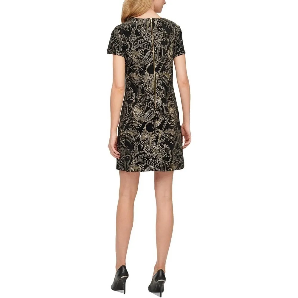 Calvin Klein - Womens Velvet‎ Embroidered Mini Dress NWT Size 10 - Image 3