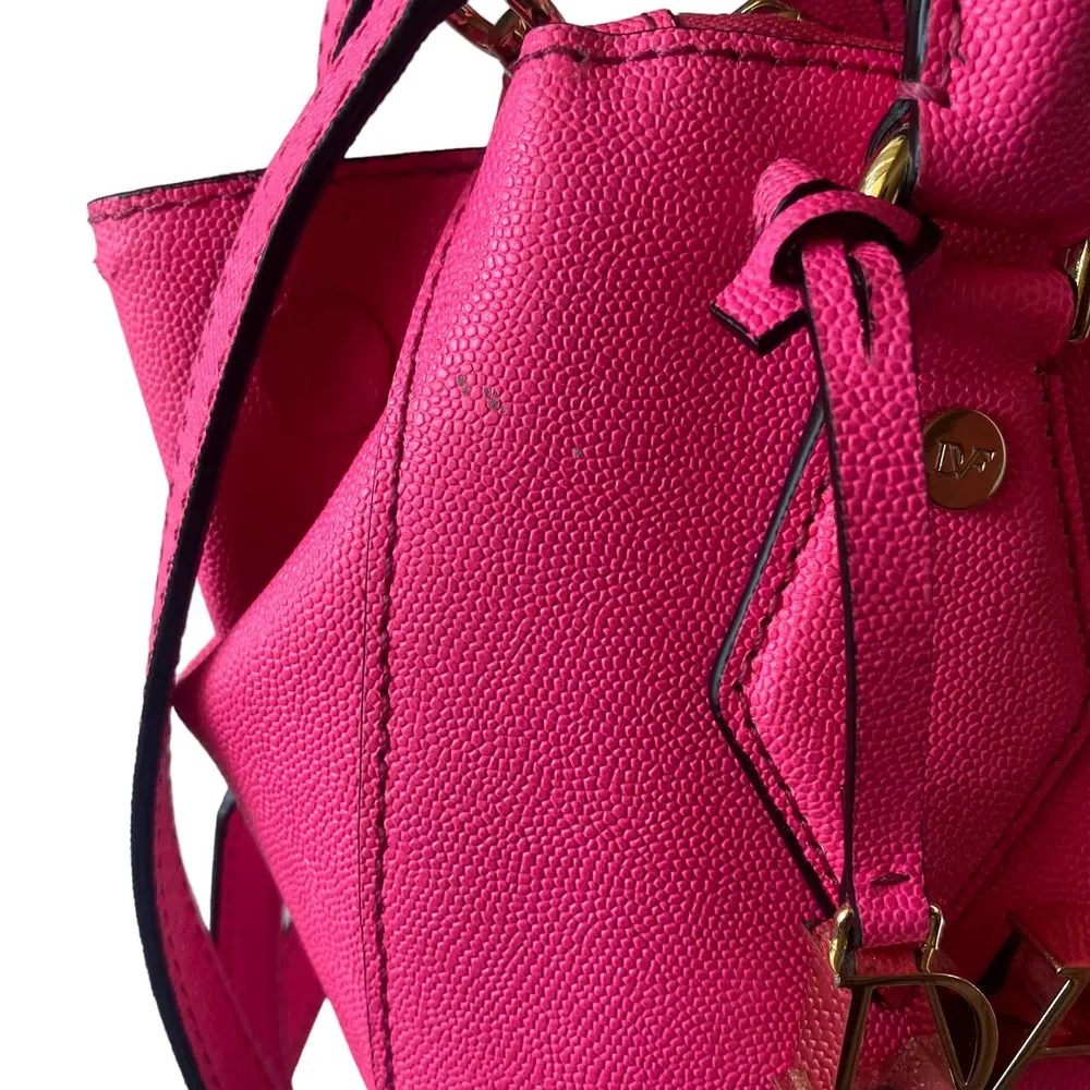 NWT Diane Von Furstenberg Shocking Pink Leather Mini Voyage Itsy Crossbody Bag - Image 6