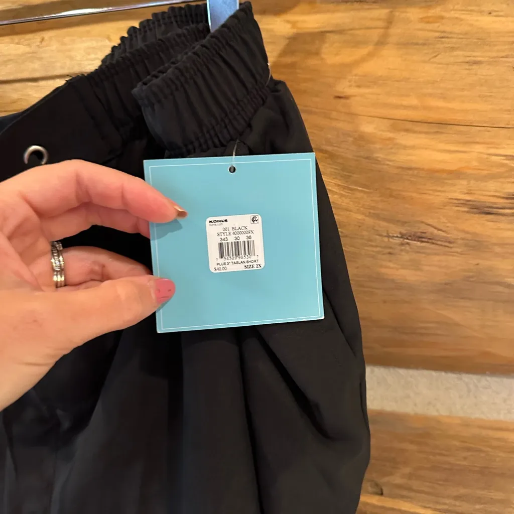 NWT BAL HARBOUR PLUS 2X BLACK 3" TASLAN DRAWSTRING LINED POCKET SWIM SHORTS - Image 4