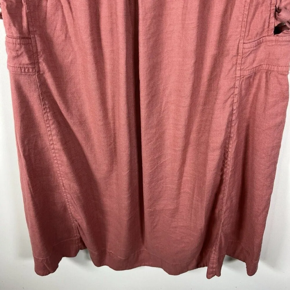 FREE‎ PEOPLE Moonshine Mini Dress Pink Linen Blend Hippie Boho Pockets Women’s M - Image 10