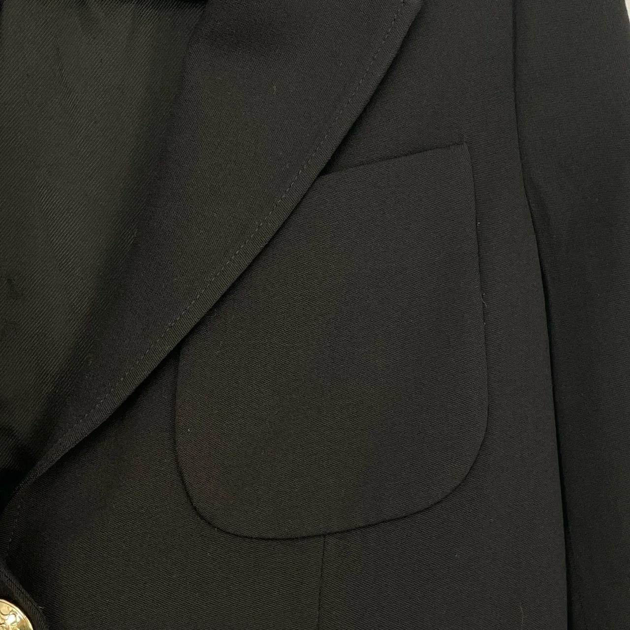 Roberto Cavalli Women's Navy Notched Lapel‎ Patch Pockets Blazer Jacket Size 42 - Image 12