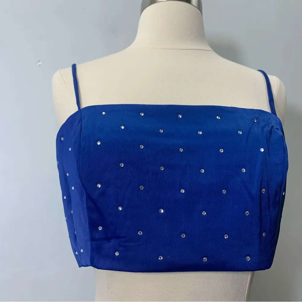 1960 rhinestones crop top blue size M - Image 8