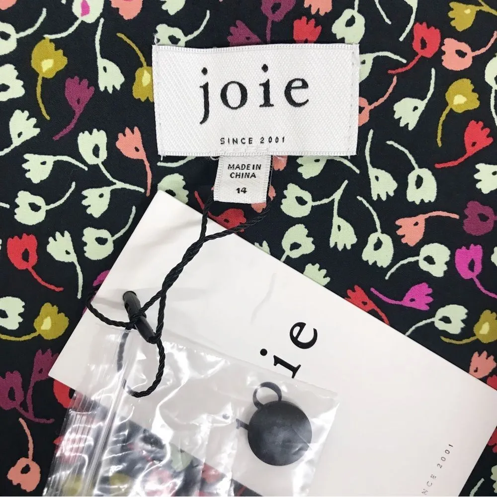 JOIE Button Front Black Floral Print Cotton Midi Skirt Fit & Flare Size 14‎ New - Image 7