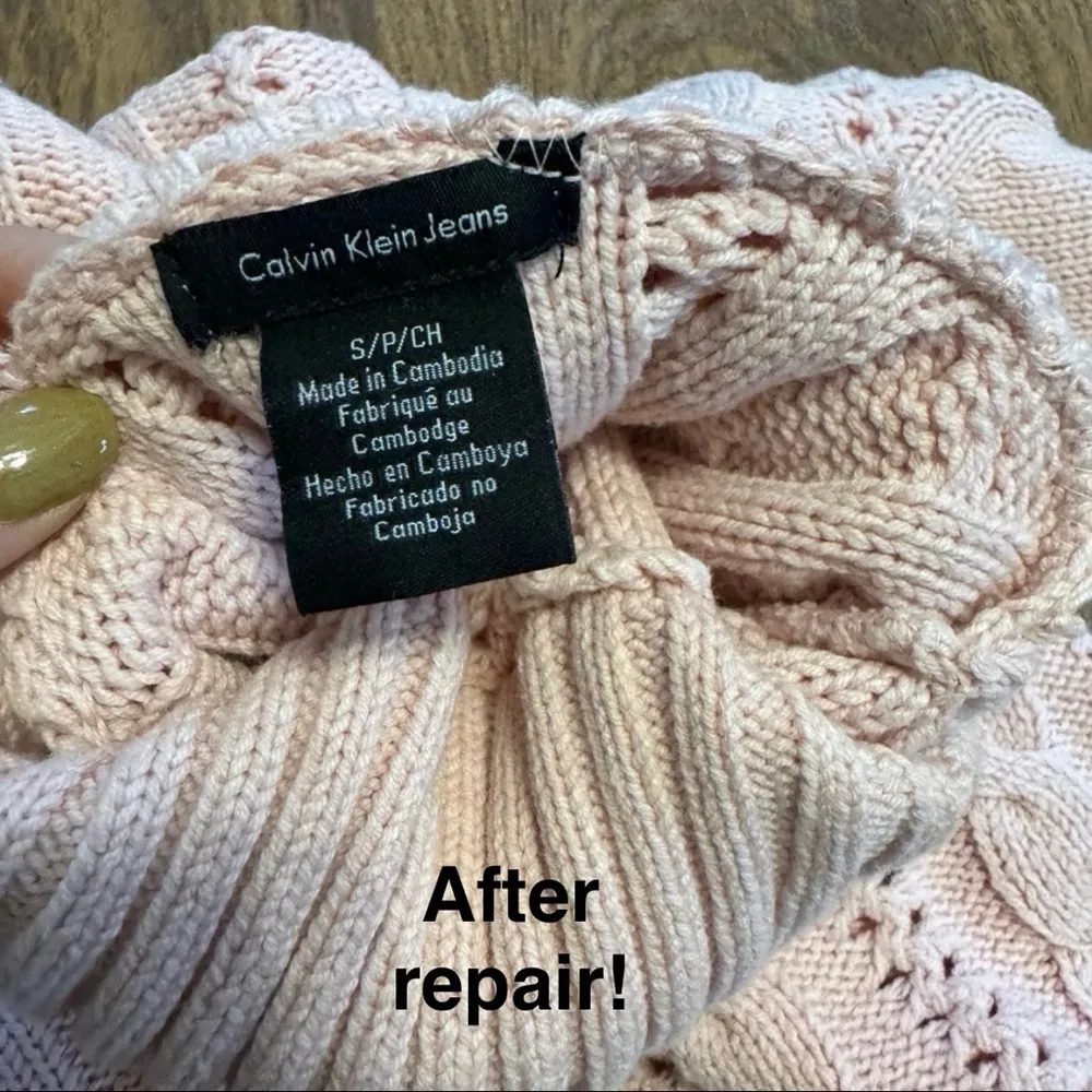 Calvin Klein Jeans Cable Knit Turtleneck Sweater, Pink, Size S Cotton Blend - Image 6