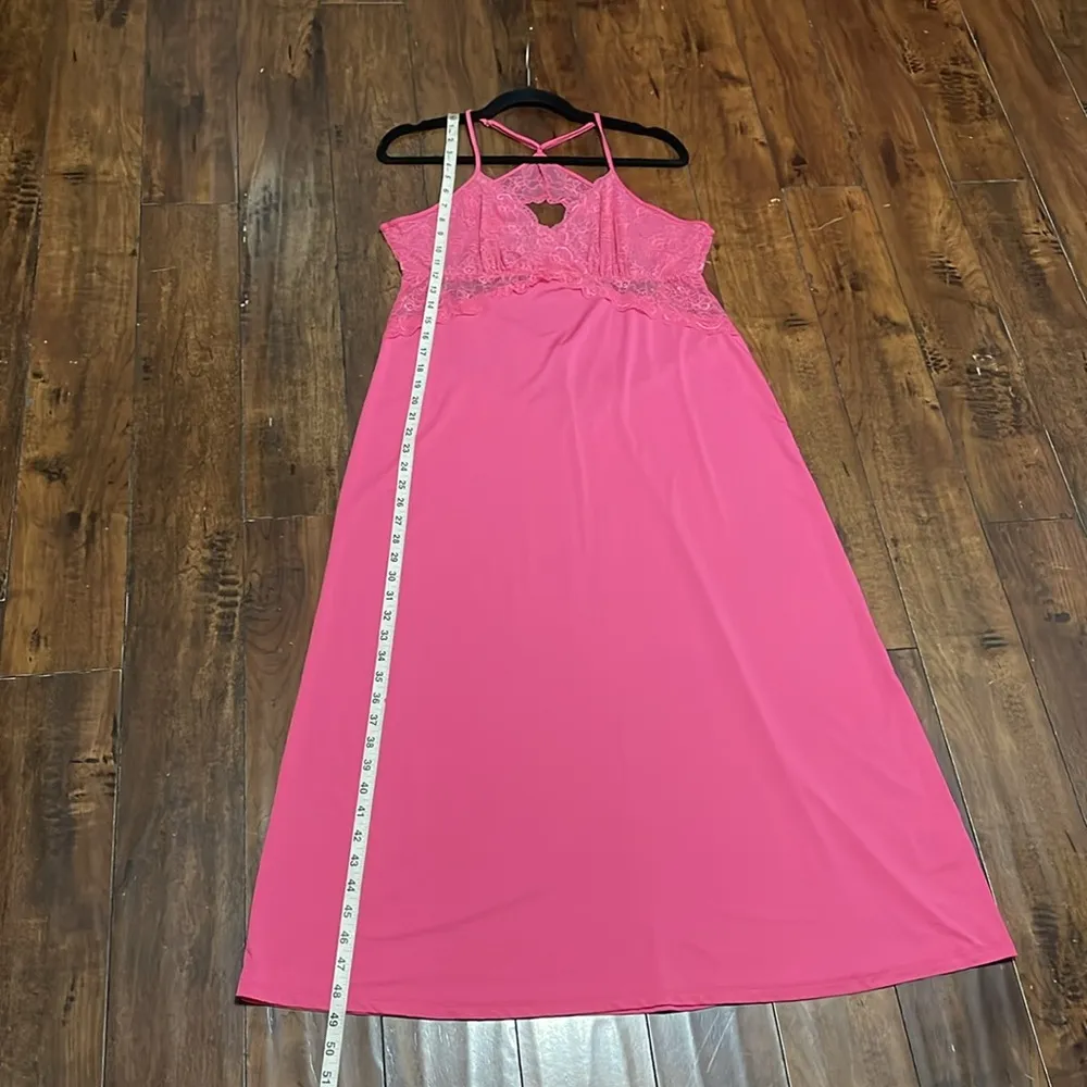 INC Lingerie Lace Trim Cutout Back Chemise Nightgown Foxy Pink Size XL - Image 12