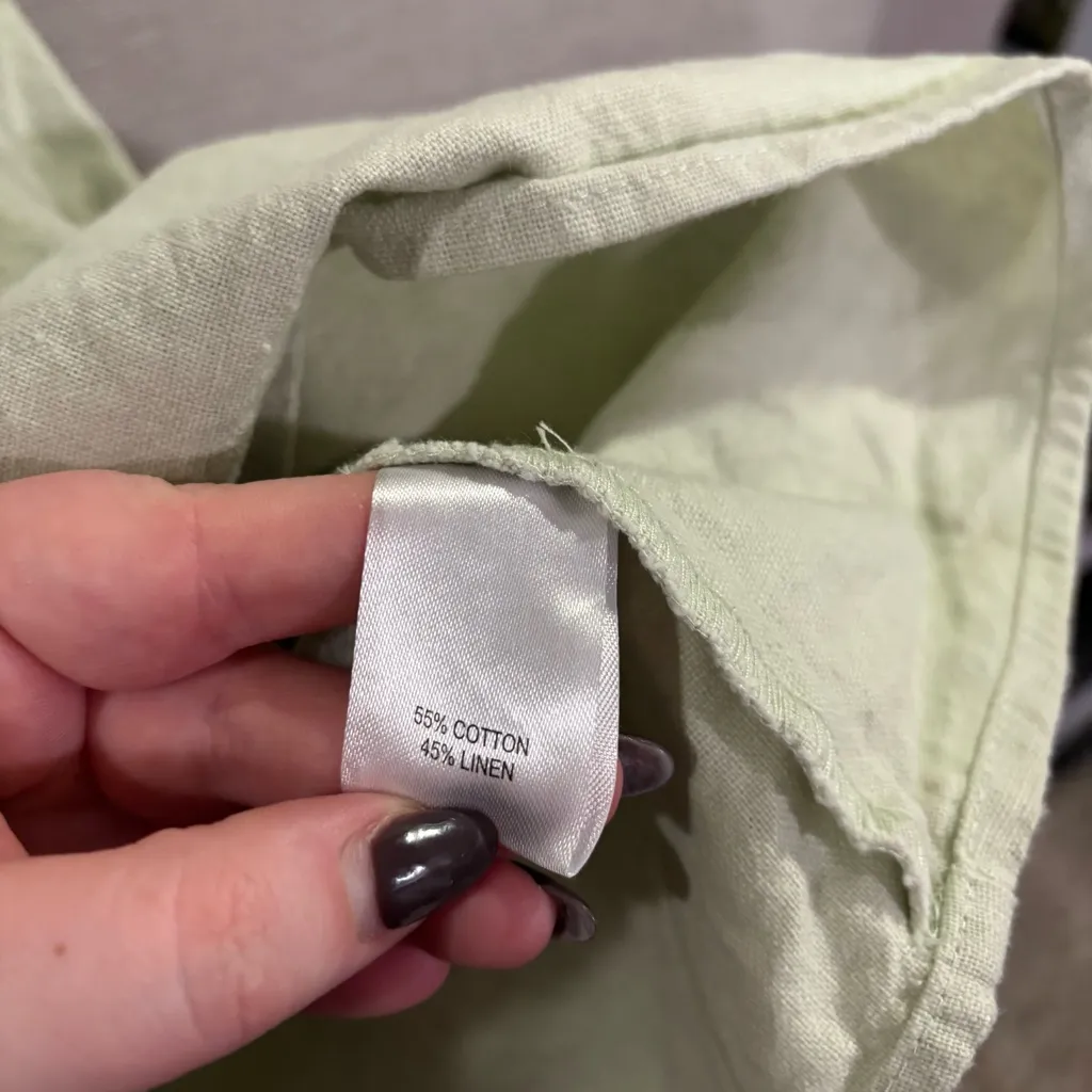 GB Gianni Bini Sage Green Sleeveless Cut‎ Out Mini Cotton Linen Dress Size Large - Image 6