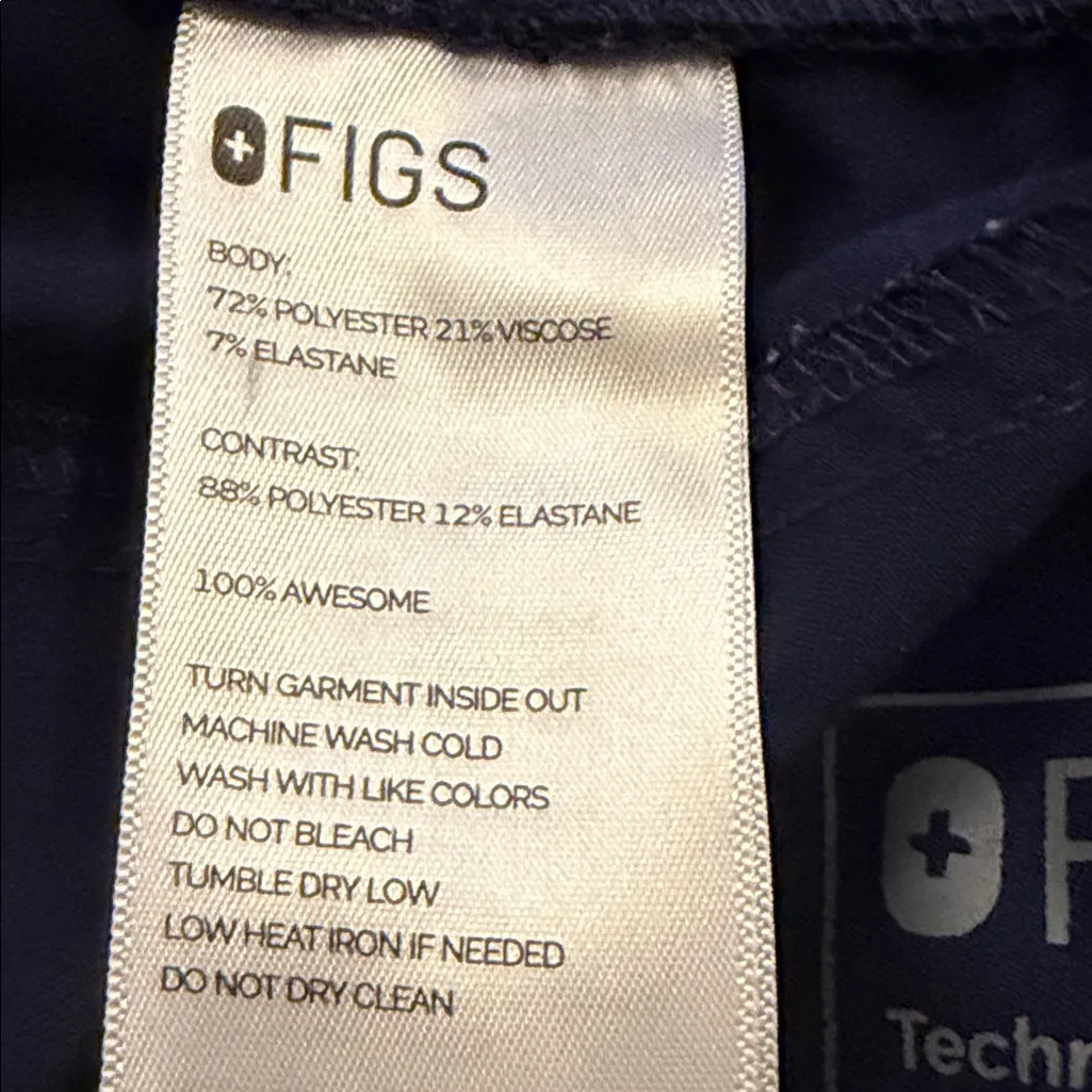 FIGS Yola High-Waisted Straight Leg Scrub Navy Blue Pants Size XL Petite - Image 7