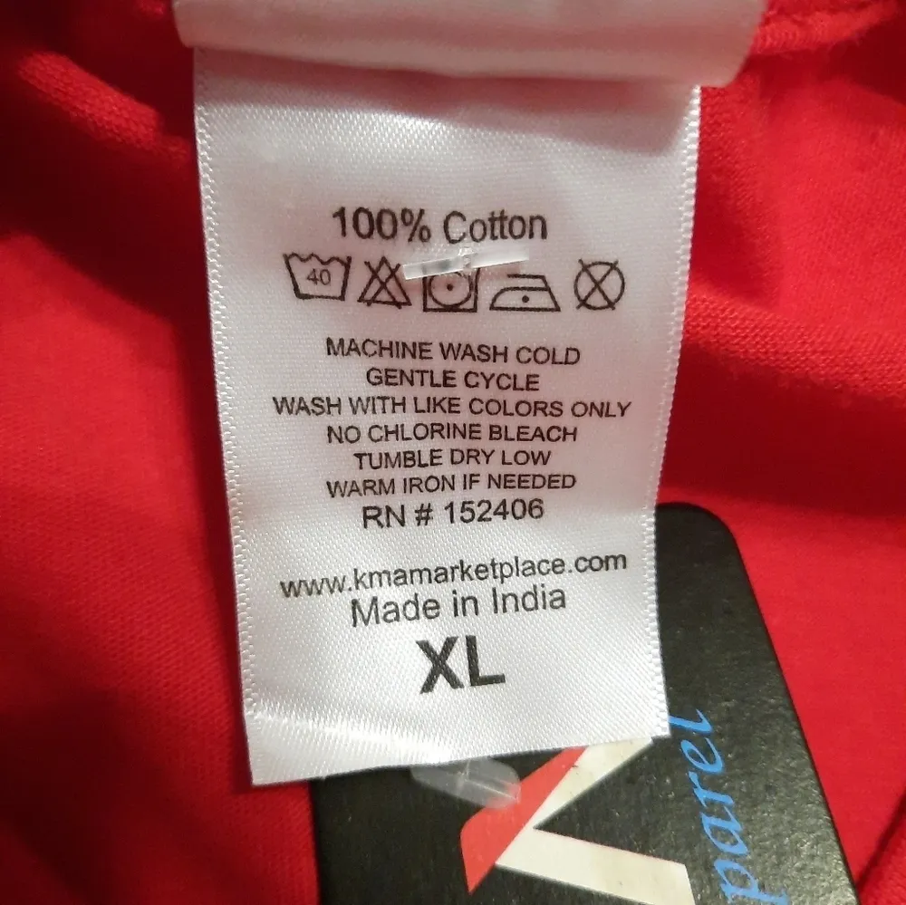 KMA Designer Apparel Red Tee Shirt Size XL NWT - Image 4