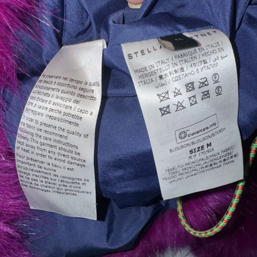 NEW Stella McCartney Adan Purple Faux Fur Pullover Hooded Coat Hoodie Jacket S/M - Image 3