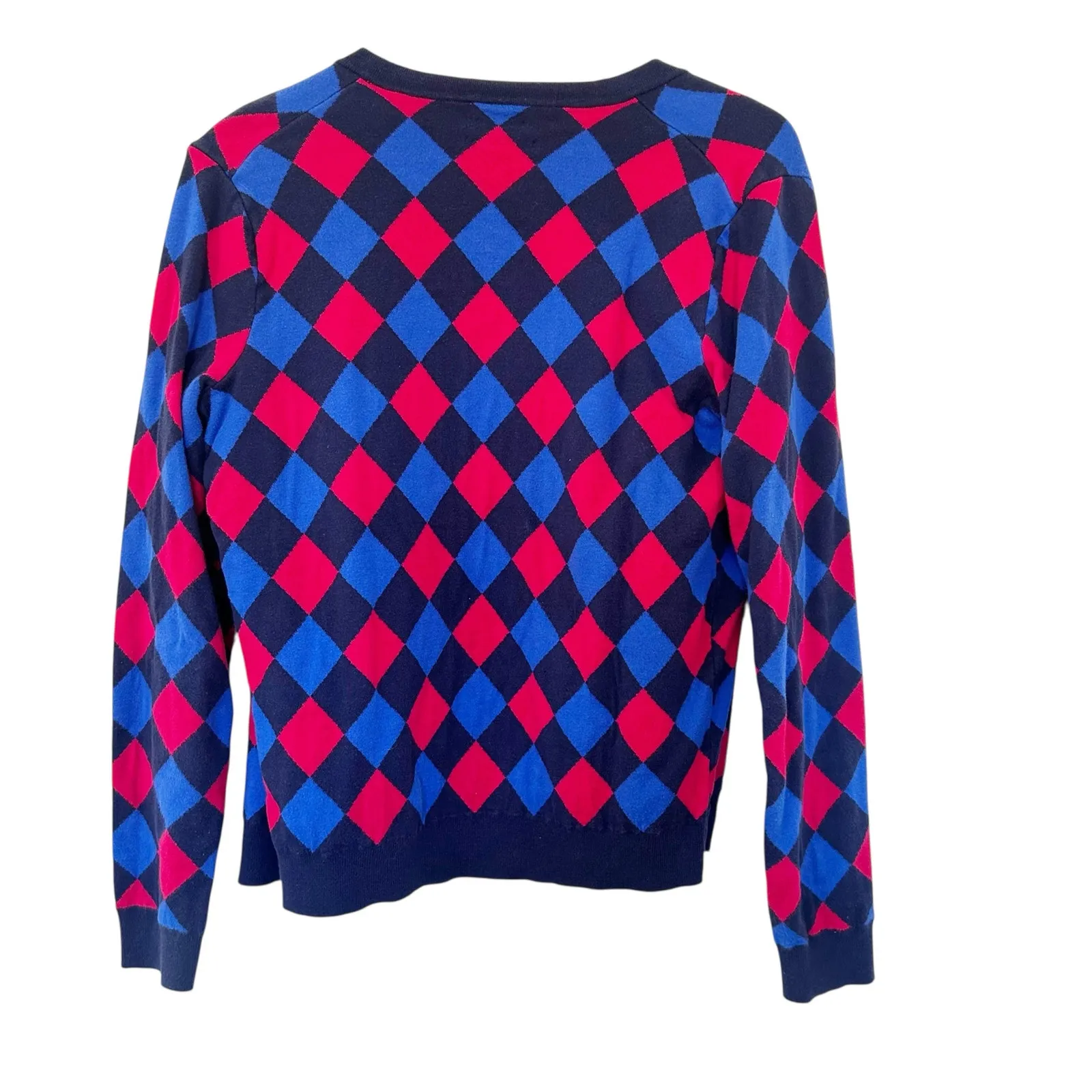 Tommy Hilfiger Argyle Pima Cotton Button Front Cardigan Sz M - Image 5