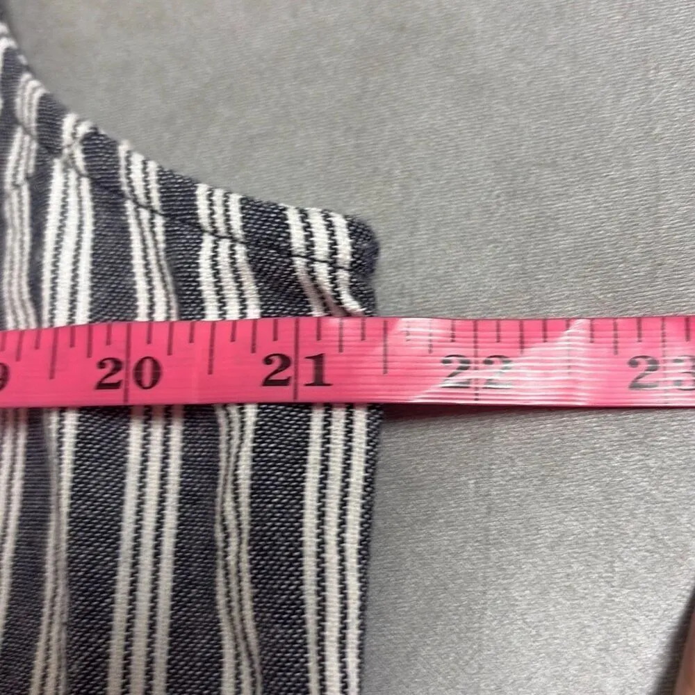 Derek Heart 1X Gray Stripe Chambray Button Down Romper 100% cotton Pocket Preppy - Image 8