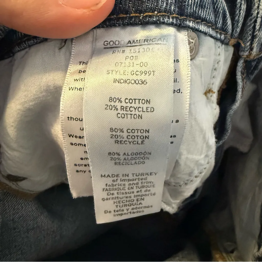 Good American Good Classic Hi-Rise Distressed Ripped Ankle Jeans Size 4/27 - Image 9