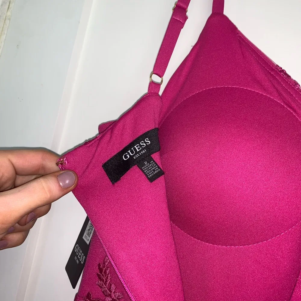 Pink Embroidered Lace Sheath Dress Floral 2 - Image 9