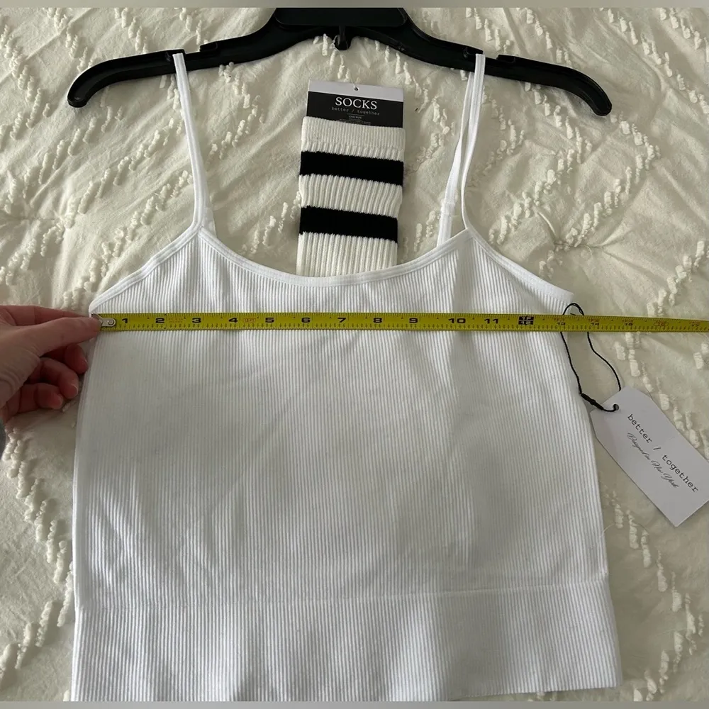 black sweatshirt cardigan & white crop tank & socks Juniors size M… - Image 5