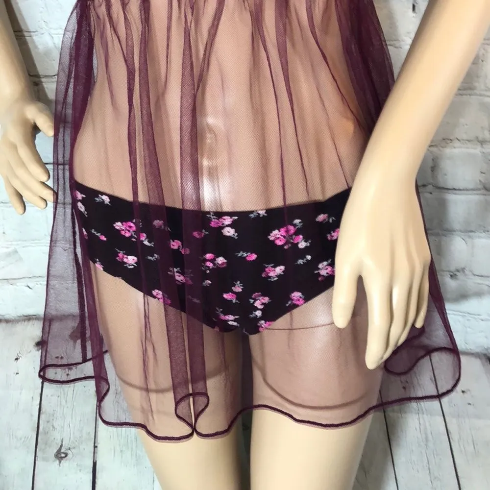 Victoria's Secret Baby Doll Sheer Purple Teddy Cami 36C Sexy - Image 5
