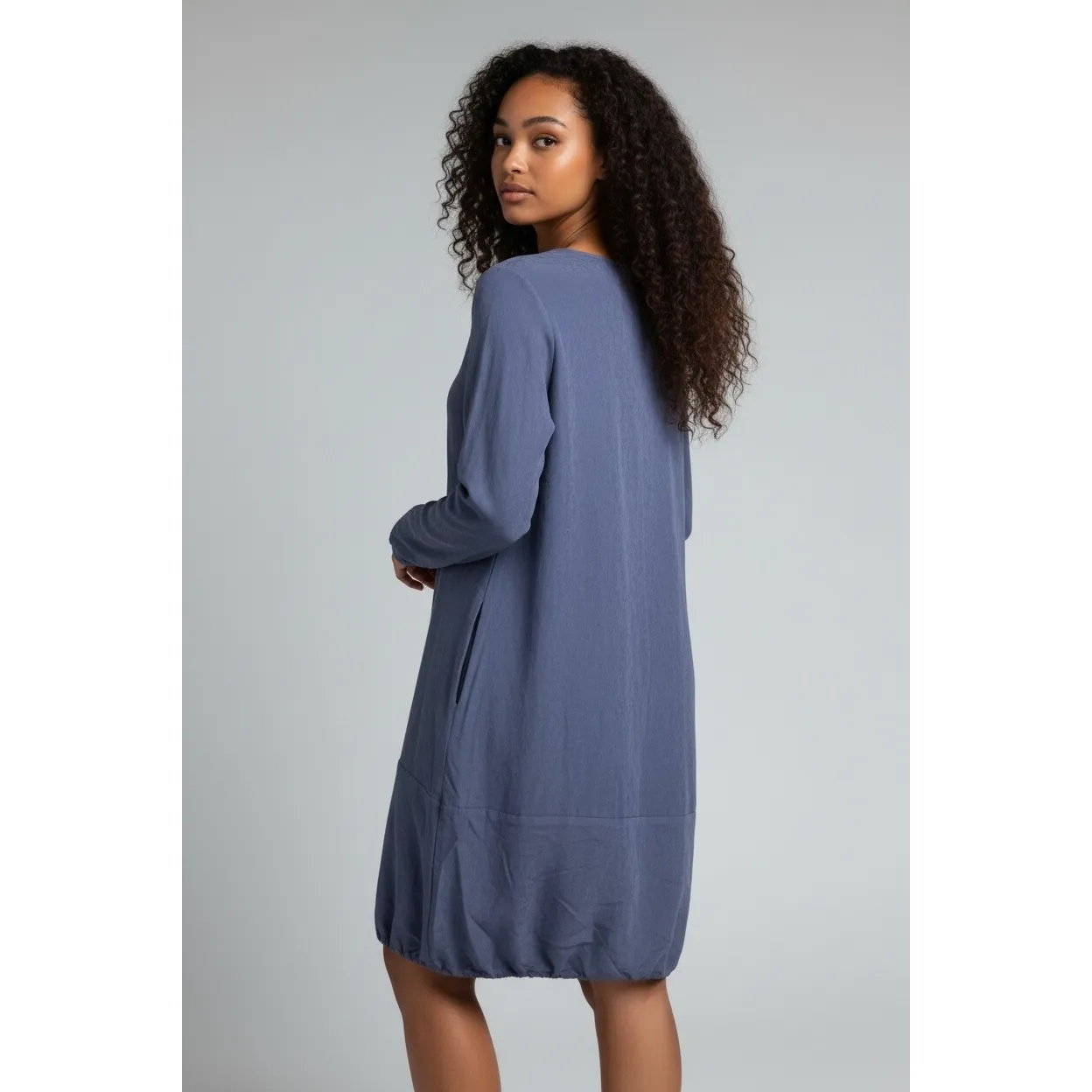 Alise ONeal Apparel Blue Bubble Hem Long Sleeve Midi Dress Size S - Image 2