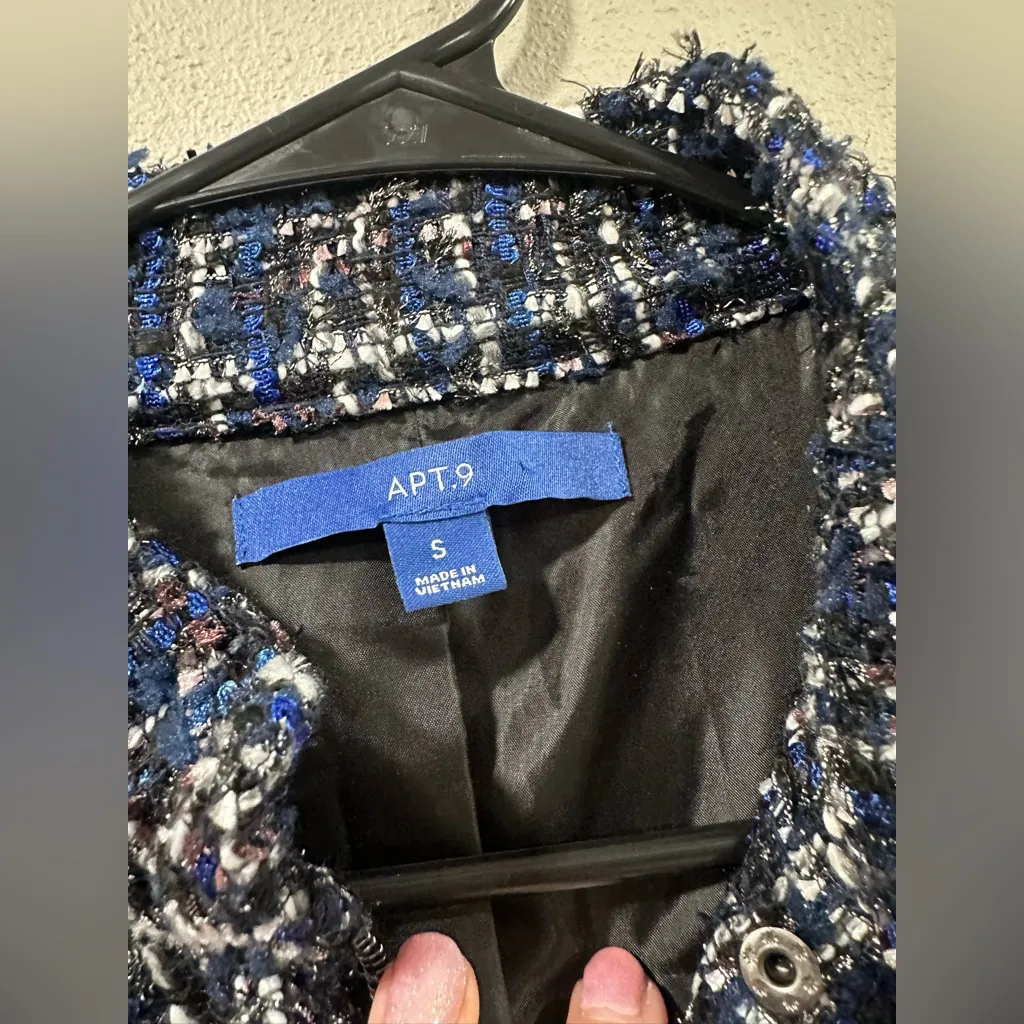 NWT Apt 9. Blue. Tweed Jacket With Silver Black White - Image 8